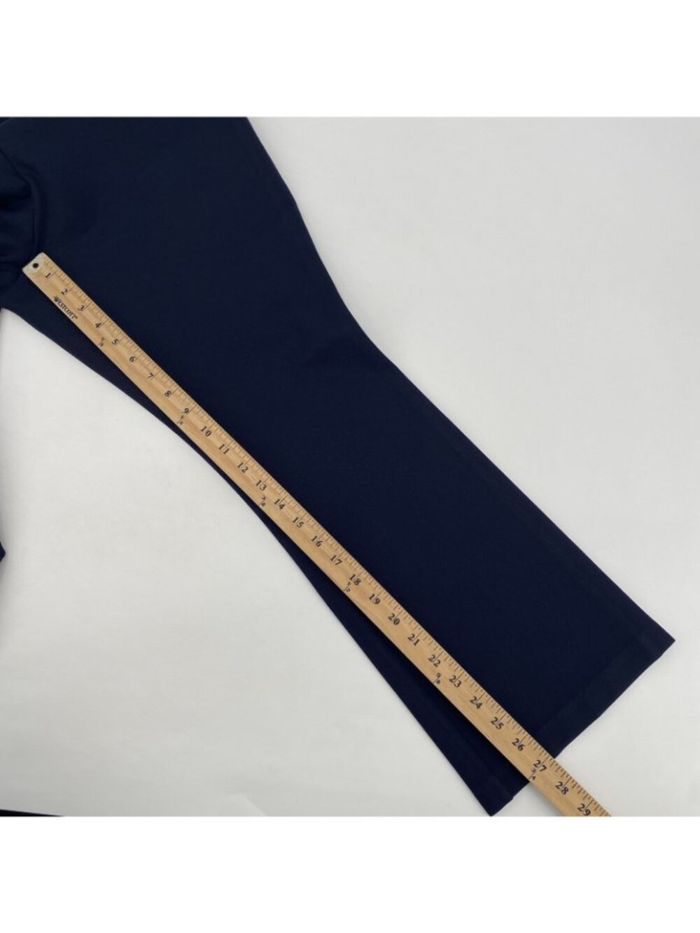 Ann Mashburn Pants Womens Large Navy Stretch Pull On Slim Ponte Mini Flare Hem - Picture 6 of 15